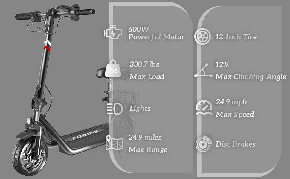 TOOINS M2 Electric Scooter with Seat